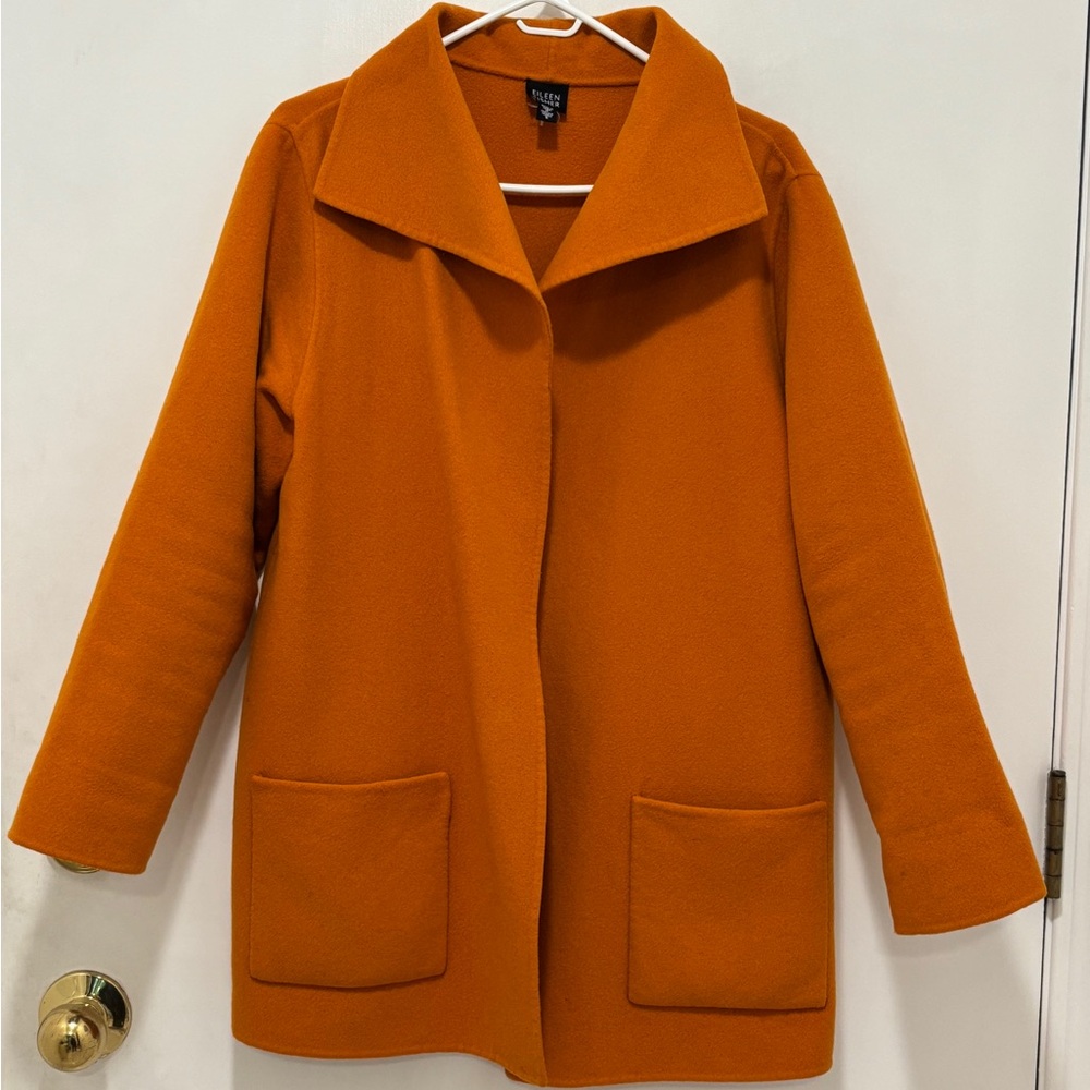 Eileen Fisher Orange/ Mustard Wool/Cashmere Coat. Size S